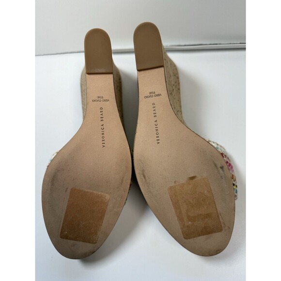 Veronica Beard Dali Raffia Wedge Sandals In Snow Multi Sz 11 - Picture 7 of 9